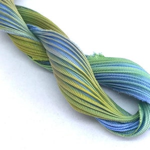 1/2 yd Shibori Ribbon Blue Beach Glass Hand Dyed Shibori Silk Ribbon Shibori Girl T