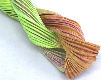 1/2 yd Shibori Ribbon Peach Mango Ice Cream Hand Dyed Shibori Silk Ribbon Shibori Girl T