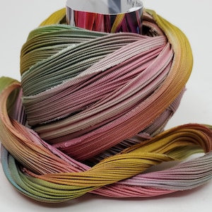 Silk Ribbon Spring Bloom Shibori 1 yd Shibori Ribbon Hand Dyed Silk Ribbon Shibori Girl