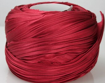 1/2 yd Silk Ribbon Shibori Silk Ribbon Hand Dyed and Pleated Shibori Girls Silk Ribbon Red