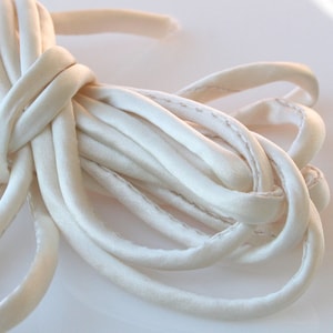 3 yds 1/4 Silk Cord CHOOSE: Optic White, Off White, Ivory or Champagne Bias Cut Silk Cord Silk Charmeuse Cord image 2