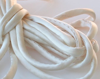 20 yds 1/4" Silk Cord Choose: Ivory or Champagne Bias Cut Silk Cord