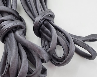 1/4" Silk Cord 3 yds Gray Silk Charmeuse