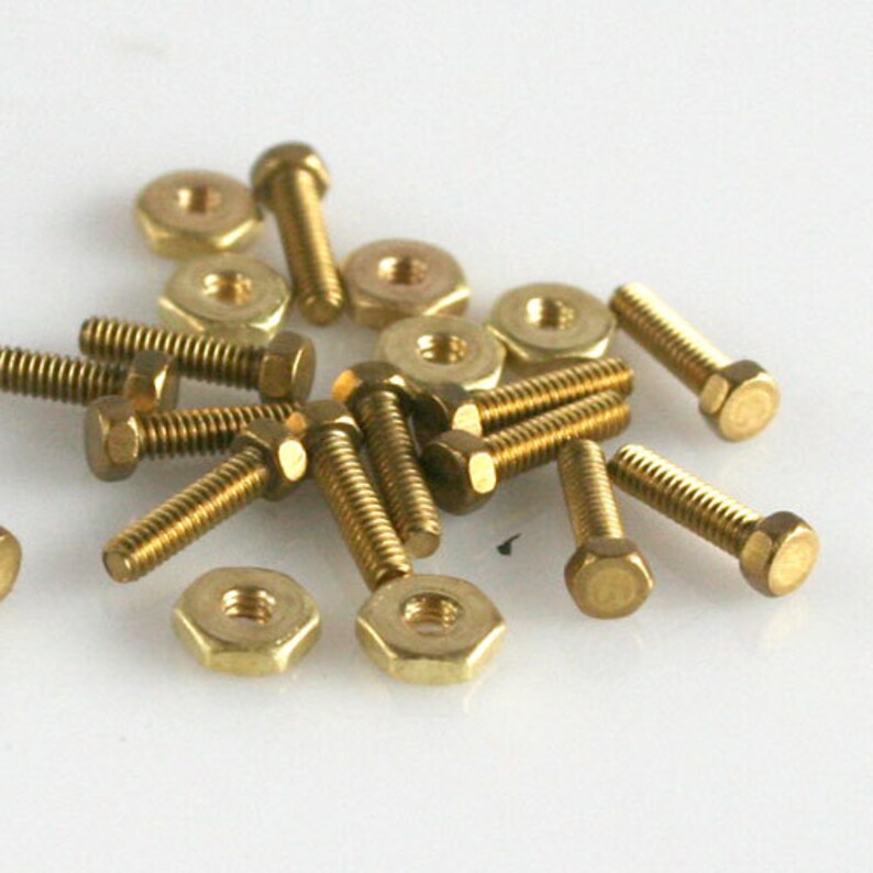 Mini Brass HEX Head Screw and Nut 20 sets Etsy