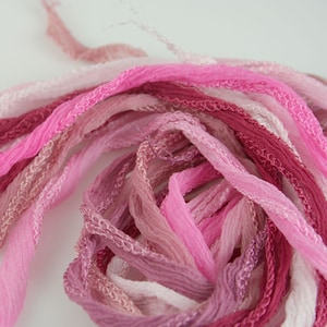 5 piezas en total, elige tus colores, cinta de seda rosa malva teñida a mano