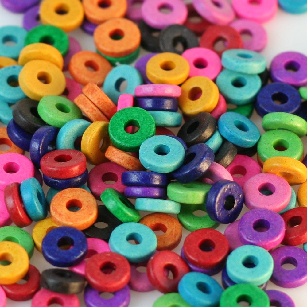 Ceramic Washer Beads 100 BRIGHT Color Mix 8mm Greek Ceramic Etsy