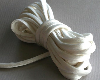 5 yds 1/4" Silk Cord WHITE Silk Satin Cord Silk Charmeuse