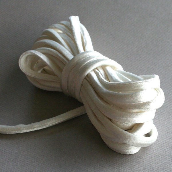 5 yds 1/4" Silk Cord WHITE Silk Satin Cord Silk Charmeuse