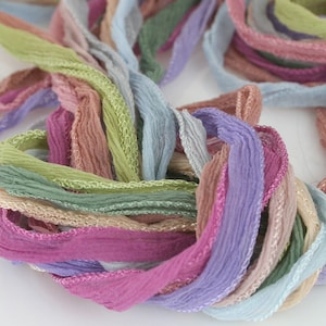 Dusty Tones of Fairy Ribbon Hand Dyed Necklace Cord