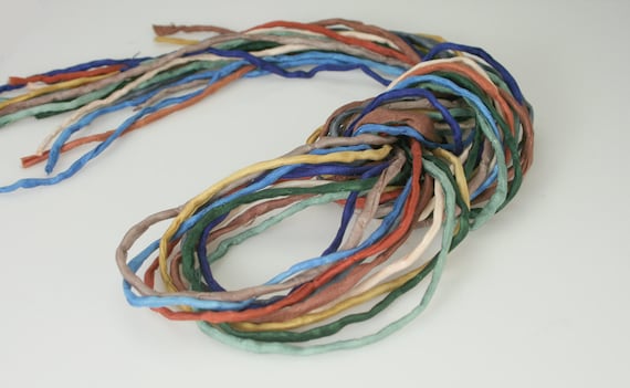 Silk Strings for Jewelry Making 10 Ea 2mm Silk Cord Greens Tans Hand Dyed  Woodland Forest Colors 