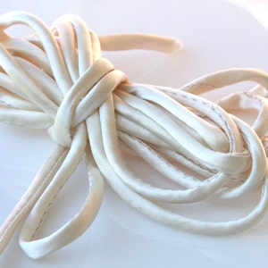 3 yds 1/4 Silk Cord CHOOSE: Optic White, Off White, Ivory or Champagne Bias Cut Silk Cord Silk Charmeuse Cord image 4