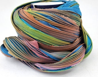 1/2 yd Shibori Ribbon Teal Bor Hand Dyed Shibori Silk Ribbon Shibori Girl T