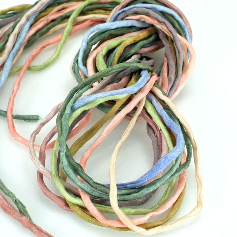 10 Ea Silk Strings for Jewelry Making 2mm Silk Cord Desert Sky Etsy
