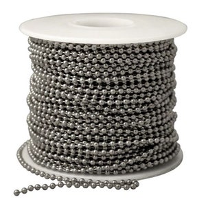 3 feet of Ball Chain Stainless Steel - Choose Size - Made in USA - multiple quantities = continuous