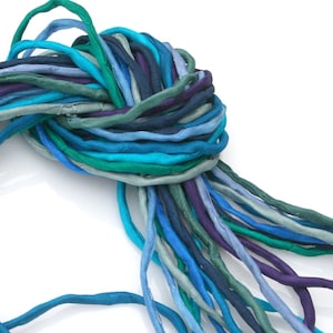 Silk Cord for Jewelry Making 10 ea 2mm Silk Strings Deep Sea Bundle Hand Dyed