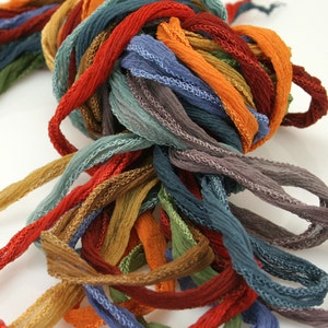 Silk Ribbon Marrakesh Bundle Fairy Ribbon Hand Dyed Necklace Cord Silk Neck Cord