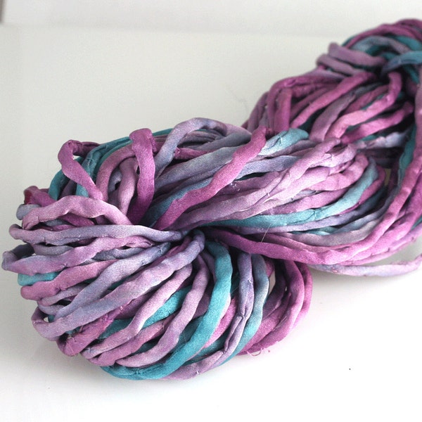 8 yards Hand Dyed Silk Cord Cool Colors Blue Purple Orchid
