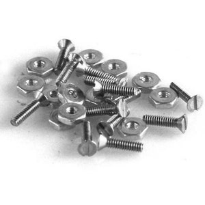 Mini Stainless Flat Head Screw and Nut 20 sets 0-80 x 3/8&quot;