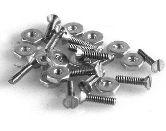 Mini Stainless Flat Head Screw and Nut 20 sets 0-80 x 3/8"
