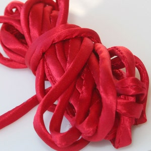 1/4" Bias Cut Silk Cord 3 yds Red