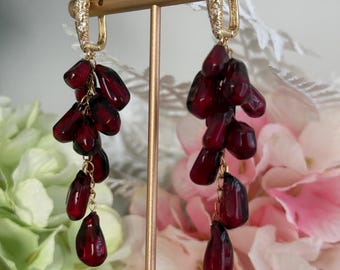 Handmade Pomegranate Seed Earrings, Resin & Polymer Clay, 18k Gold