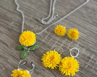 Polymer Clay Jewelry Dandelion  Blowball :  Earrings Pendant Necklace Ring