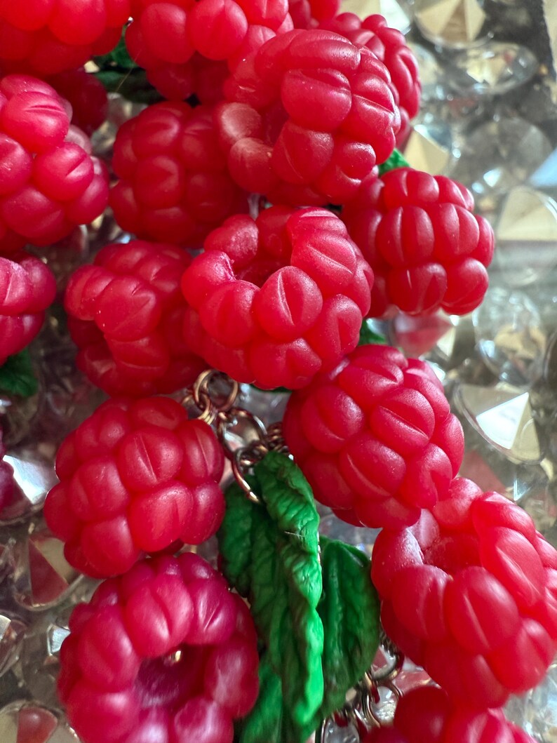 Silver Raspberry Handmade Polymer Clay Raspberry Bracelet, Silver Stainless Steel Chain ...