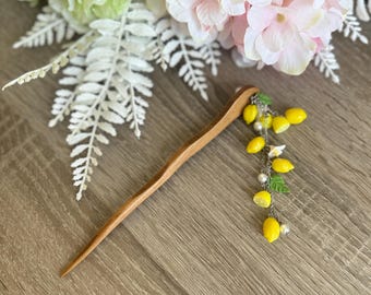 Handmade  Lemon hairpin Elegant Chinese Style Wooden Hair Stick