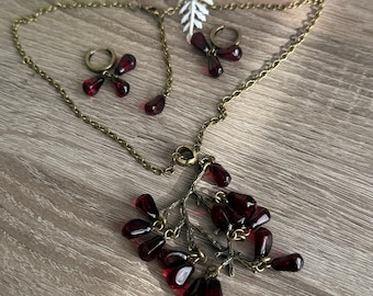 Bronze Granatapfel Samen Ohrringe und Anhänger Set: Handgemachter Schmuck aus Resin