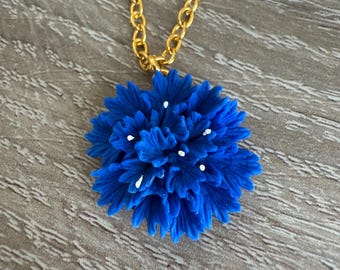 Handmade Polymer Clay  Blue cornflowers Earrings  Necklace  – Cernit Clay Jewelry