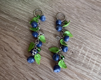 Handmade Blueberry Polymer Clay Earrings