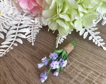 Handmade Lavender Brooch, Polymer Clay Floral Pin