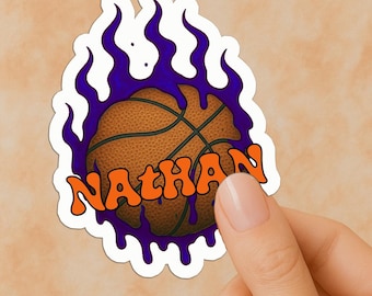 Slime Flame Basketball Nameplate Sticker: Custom Vinyl Decal