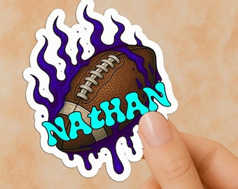 Custom Football Nameplate Sticker: Slime Flame Sports Decal