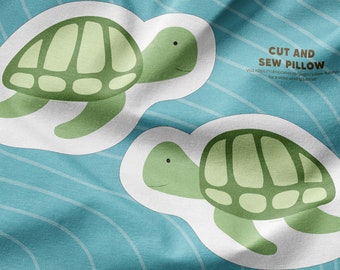 Green Sea Turtle. Ocean Animal Cut n Sew Pillow. Kids Room Easy DIY Sewing Project. Includes Digitally Printed Minky Fabric, Tutorial Video