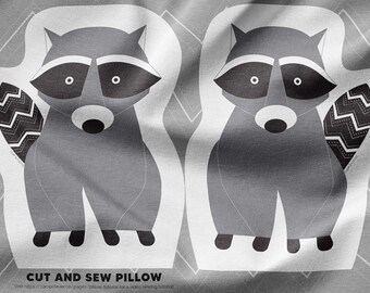 Raccoon Cut and Sew Pillow. Beginner DIY Sewing Project, Craft Supplies. Includes Digitally Printed Minky Fabric and Instruction Video