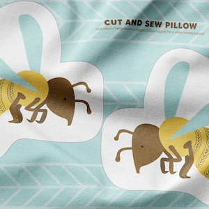 Yellow Jacket Pillow. Insect Plush. Hornet Cut and Sew Pillow. Kids Room Easy DIY Sewing Project. Digitally Printed Minky Fabric, Tutorial image 1