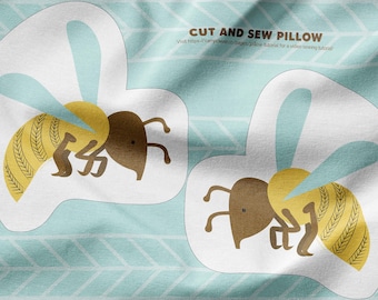 Yellow Jacket Pillow. Insect Plush. Hornet Cut and Sew Pillow. Kids Room Easy DIY Sewing Project. Digitally Printed Minky Fabric, Tutorial