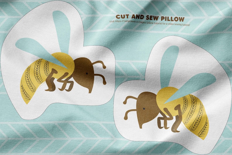 Yellow Jacket Pillow. Insect Plush. Hornet Cut and Sew Pillow. Kids Room Easy DIY Sewing Project. Digitally Printed Minky Fabric, Tutorial image 1