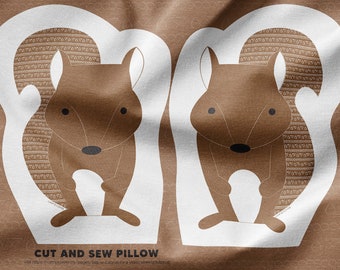 Squirrel Cut and Sew Pillow. Beginner DIY Sewing Project, Craft Supplies. Includes Digitally Printed Minky Fabric and Instruction Video