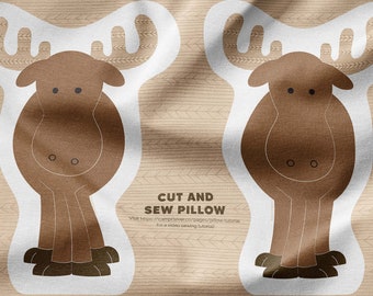 Moose Cut and Sew Pillow. Beginner DIY Sewing Project, Craft Supplies. Includes Digitally Printed Minky Fabric and Instruction Video