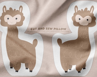 Alpaca Pillow. Farm Animal Plush. Cut and Sew Pillow. Kids Room Easy DIY Sewing Project. Digitally Printed Minky Fabric, Tutorial Video