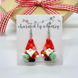 Christmas Tree Gnome Dangle Earrings