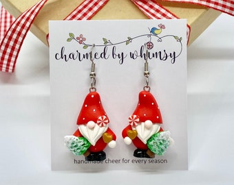 Christmas Tree Gnome Dangle Earrings