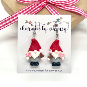 Sweet Valentines Cookie Gnome Dangle Earrings