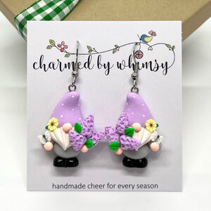 Lavender Lilac Gnome Dangle Earrings