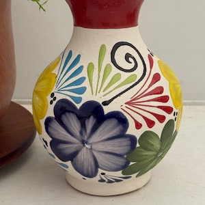 Hand Painted Mexican Ceramic Flower Vase: 1pc Michoacan Pottery vase