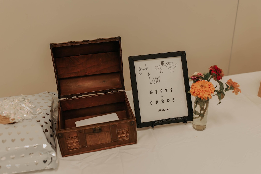 Wedding Gift and Card Table Sign With Bird Bride and Groom ...