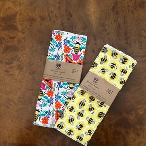 Bee Prints Reusable Towels: Cotton Flannel Unpaper Towels, Set of 6 or 12