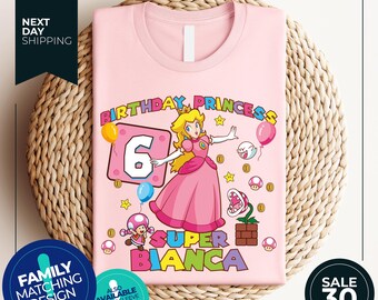 Custom Princess Peach birthday shirt | Princess Peach birthday designs